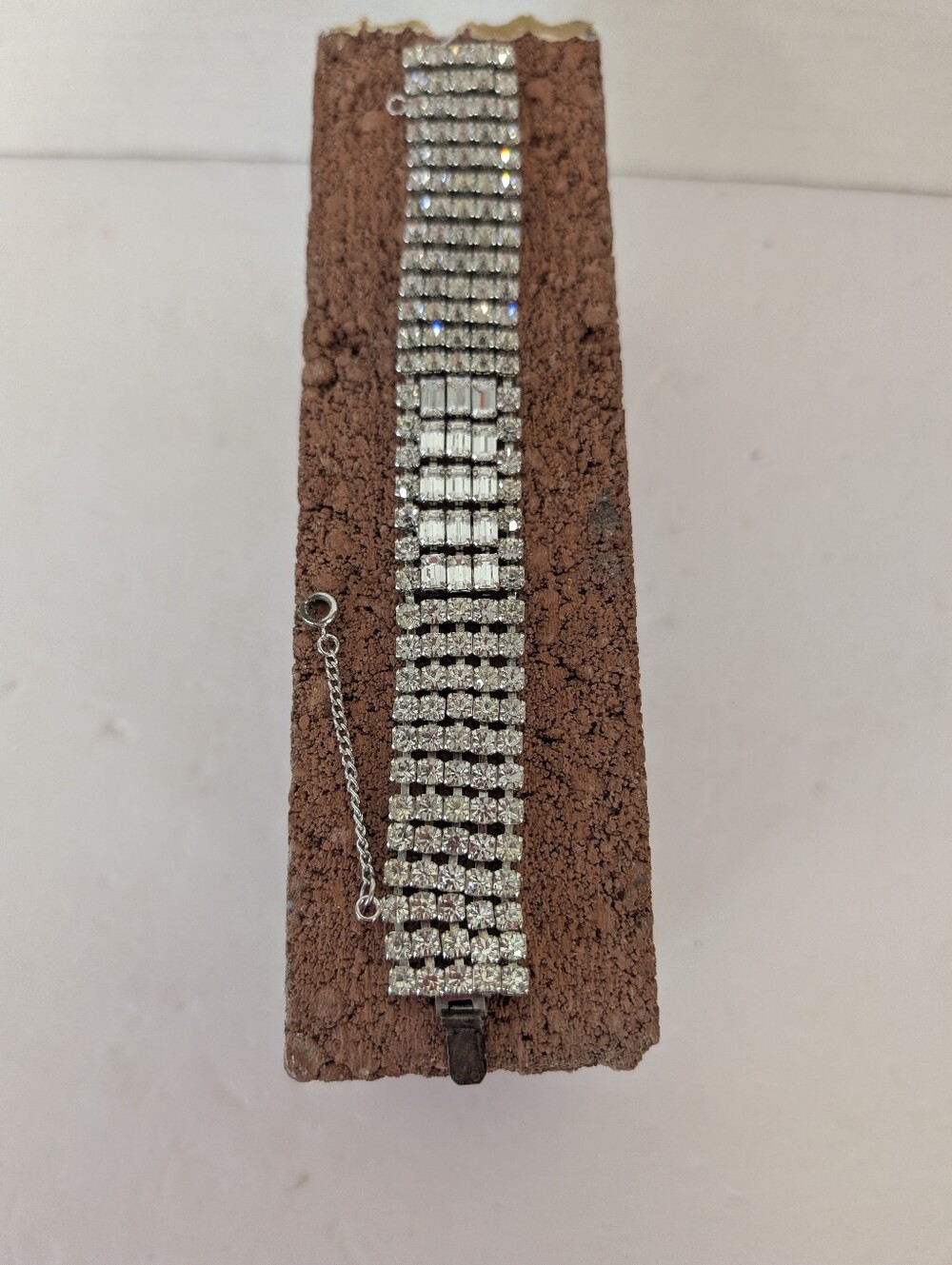Vintage Rhineston Silver Crystal Multi-Row Bracelet - Sparkling